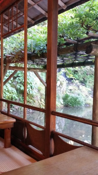 view from a teahouse in kenrokuen gardens