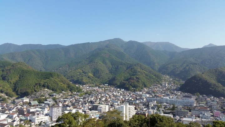 View of mountains from the back of Uwajima Castle in Ehime prefecture